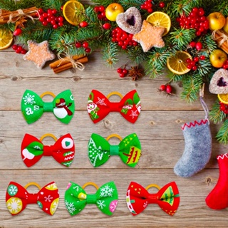 Christmas Pet Dog Cat Puppy Bow Tie Flower Bowknot Hair Clips Simple Beautiful