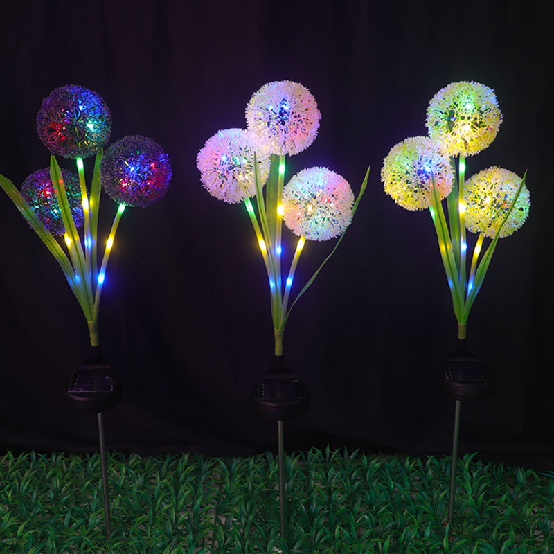 led Solar 3Head Scallion Lantern Outdoor Courtyard Villa Decorative