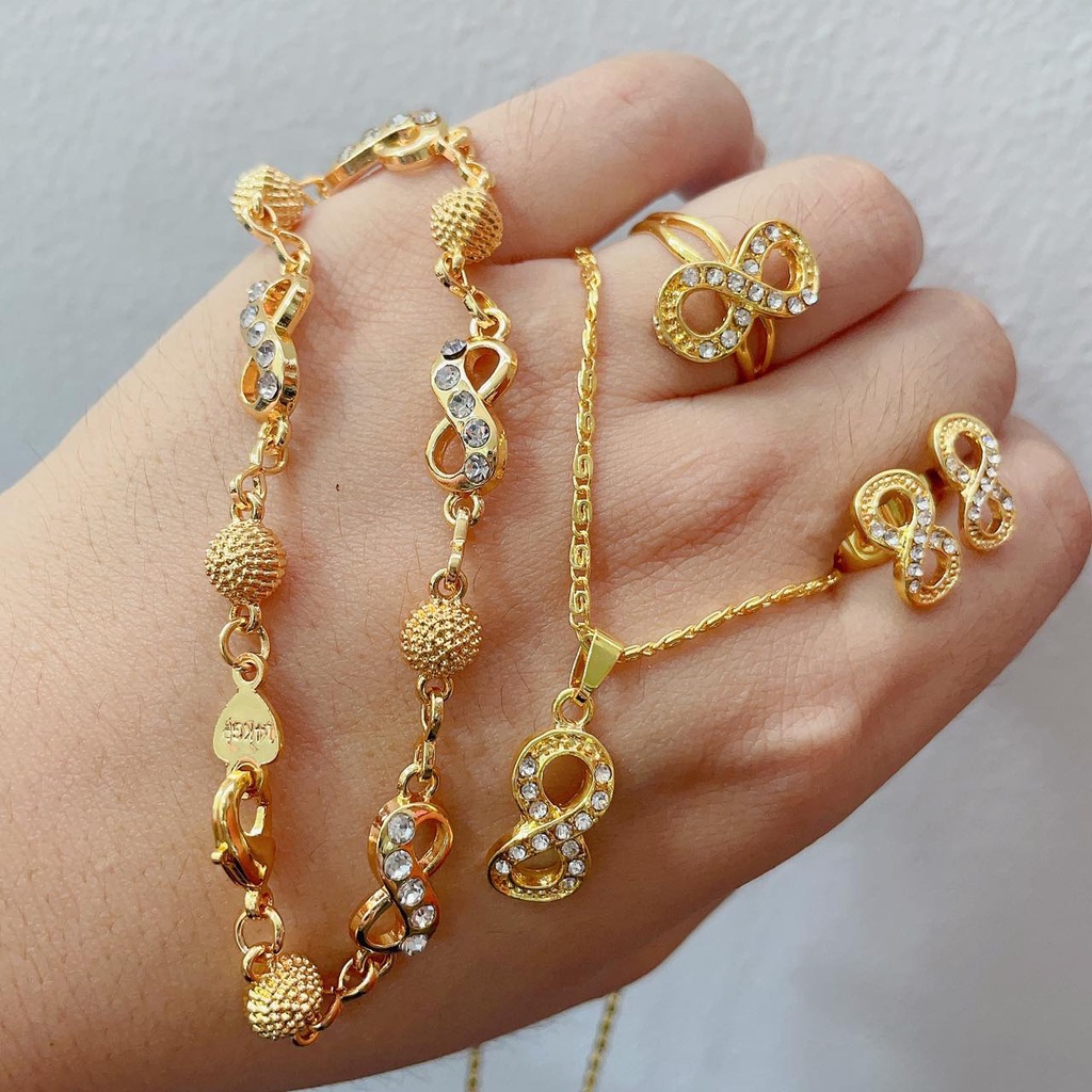 SS Jewelry 24K 4in1 Bangkok Gold Plated Jewelry Set Adjustable ring Shopee Philippines