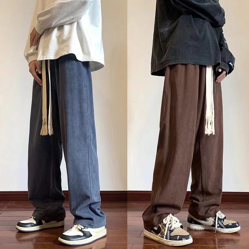 DS Men's Pants Korean Casual Trousers Fashion Loose Wide Leg Pants