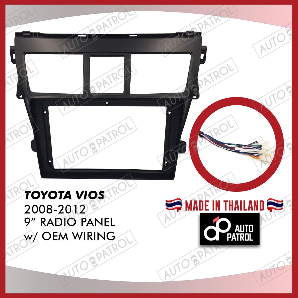 Toyota Vios 20082012 9" Car Radio Panel Frame w/ Wiring Harness