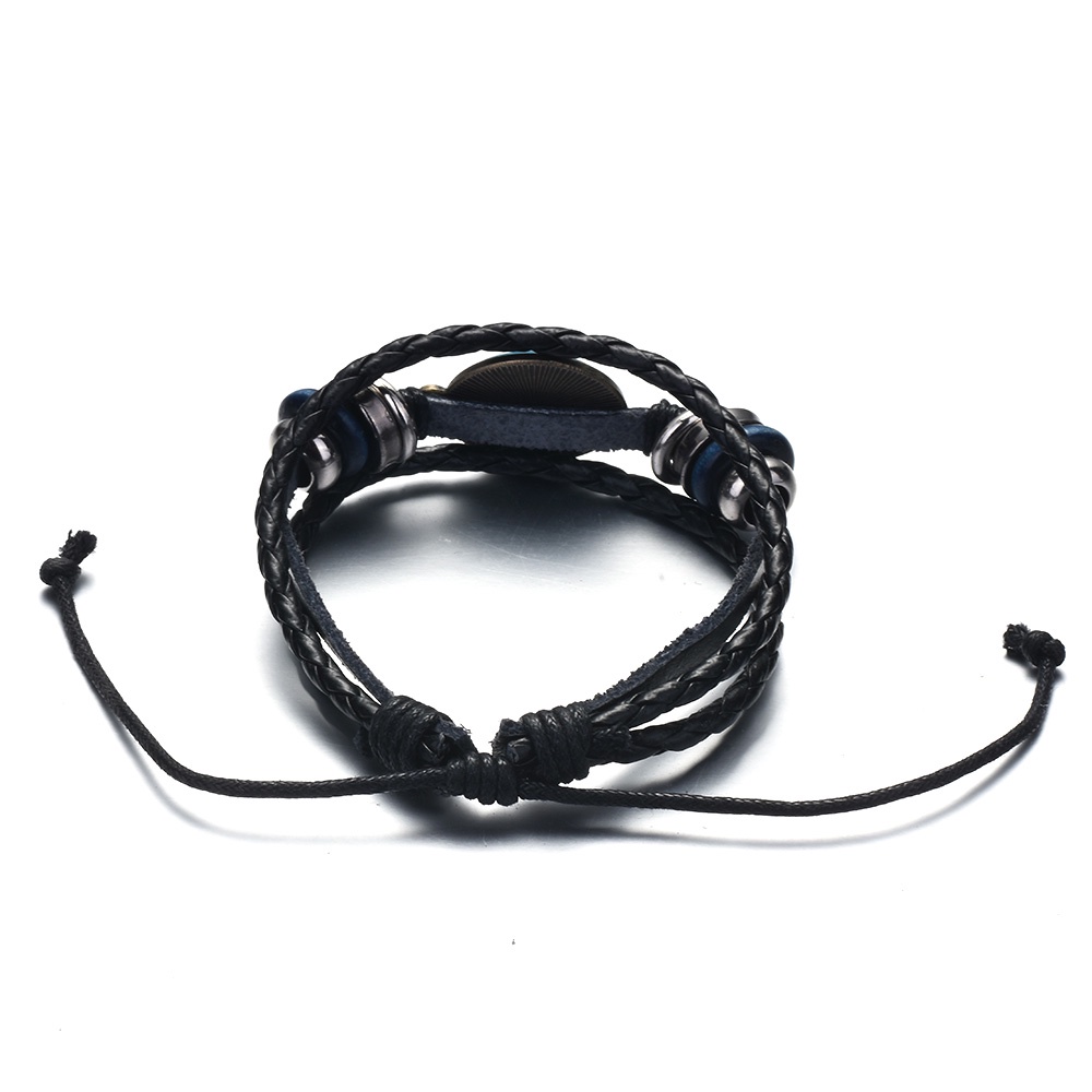 SIAN Hot Slavic Norway Viking Valknut Amulet Leather Bracelet Warrior Symbol Charm Multilayer Braid
