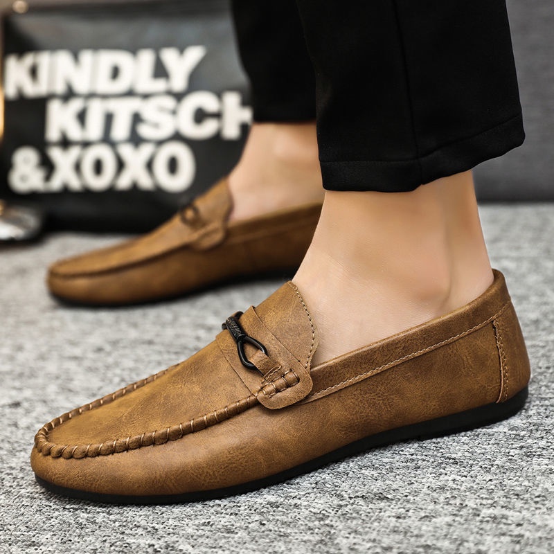 Size 39-44 Men's Fashion Pea Shoes British Style Casual Shoes Soft Soled  Breathable Loafers | Shopee Philippines