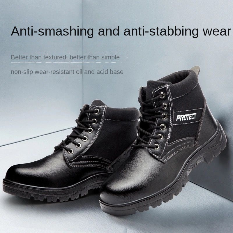 Safety Shoes Boots Waterproof Anti-Slip Steel-Toed Safe Medium-Sized ...