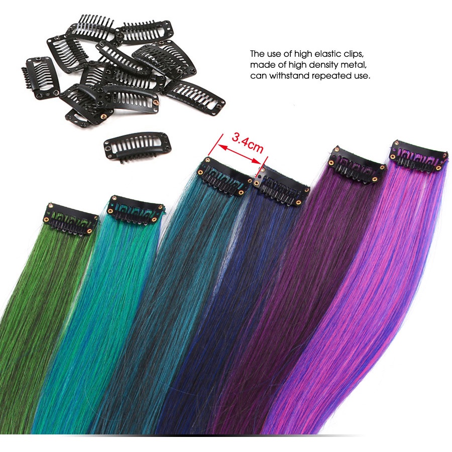 87Color Synthetic Ombre Pink Hairpiece Clip On Hair Extension Clip In Hair Clips Colored Strands For #4