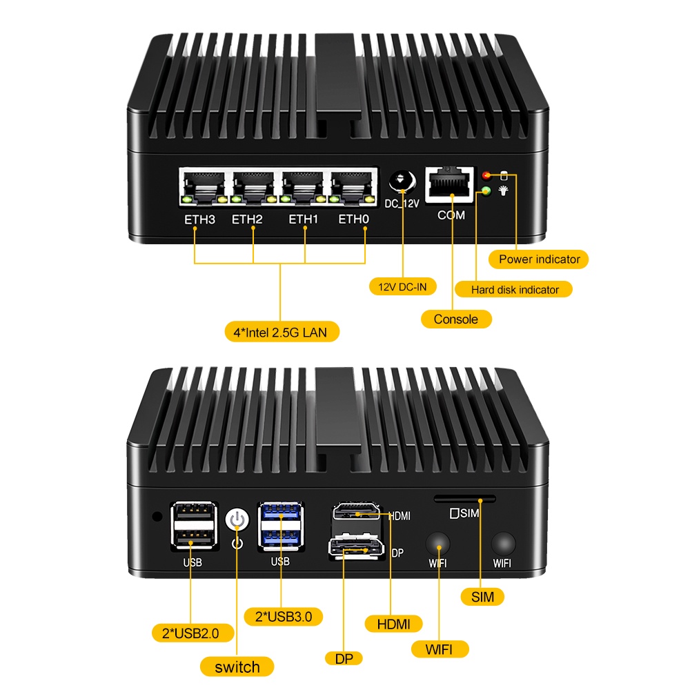pfSense Firewall N5105/N5100 Router 4x Intel i225V B3 2.5G LAN 2xDDR4