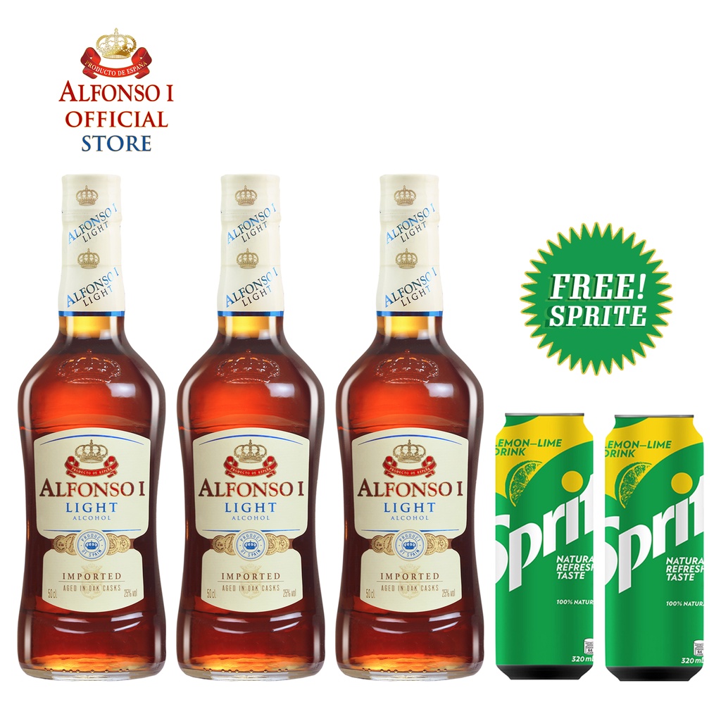 Alfonso Light 500ml Brandy 3 bottles Free 2 Cans Sprite Shopee Philippines