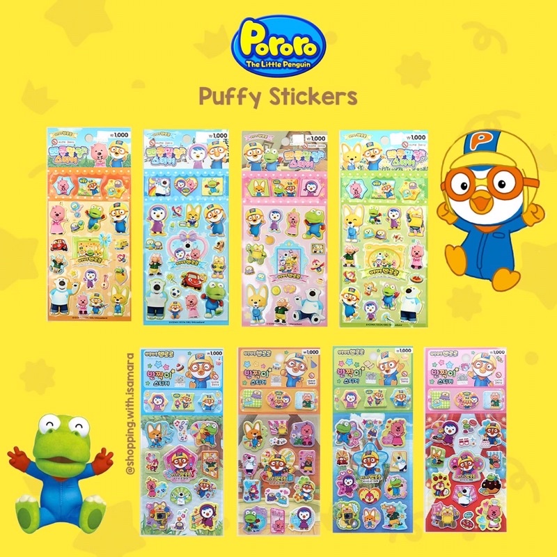 Pororo Ori Korea Sticker/Puffy Stickers/Sponge Sticker Shopee Philippines