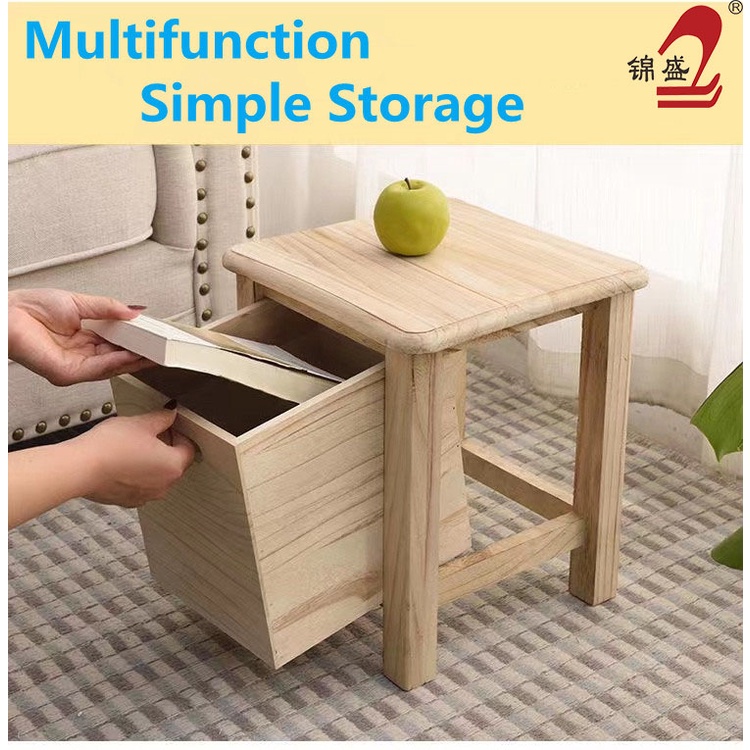 JINSHENG small Wooden Stool Home Foot Stool wooden storage bench stool