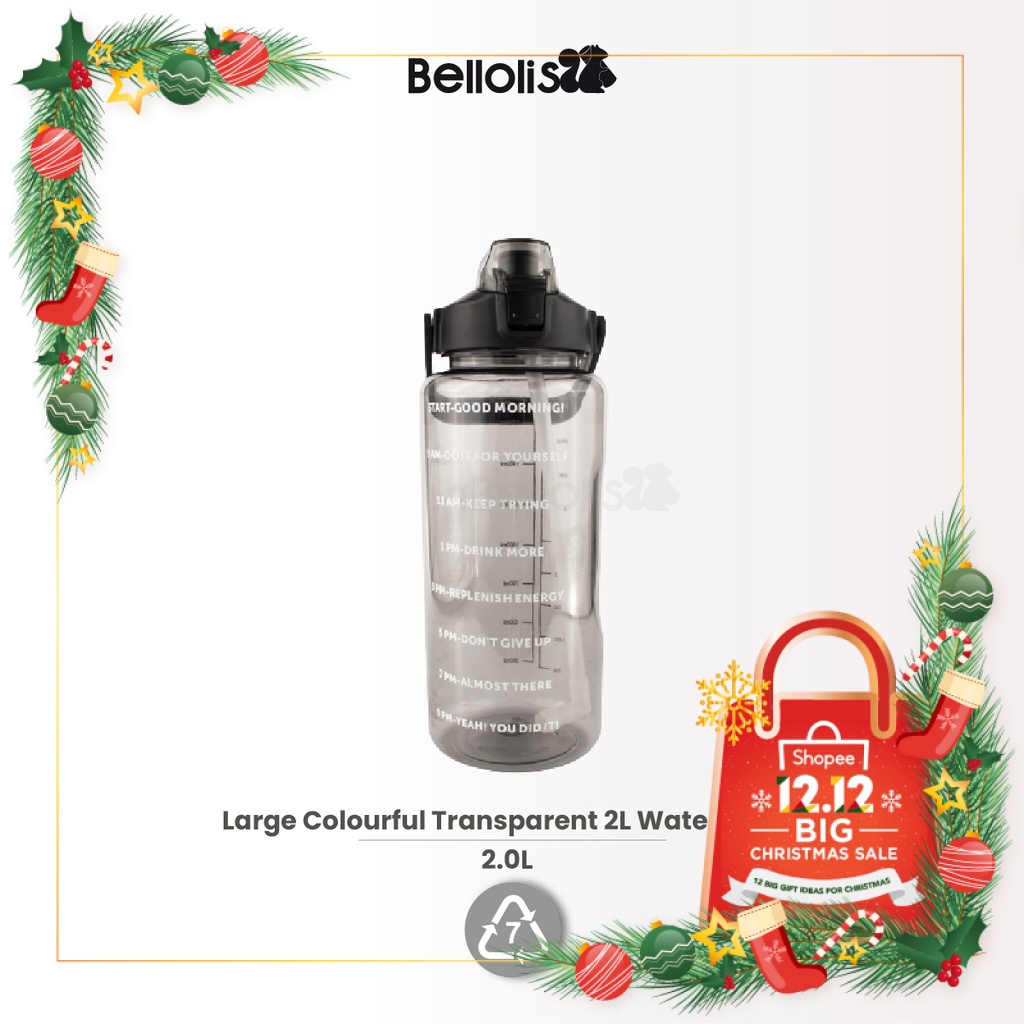 Large Colourful Transparent 2L Water Bottle//TikTok Bottle//Botol viral tiktok Shopee Philippines