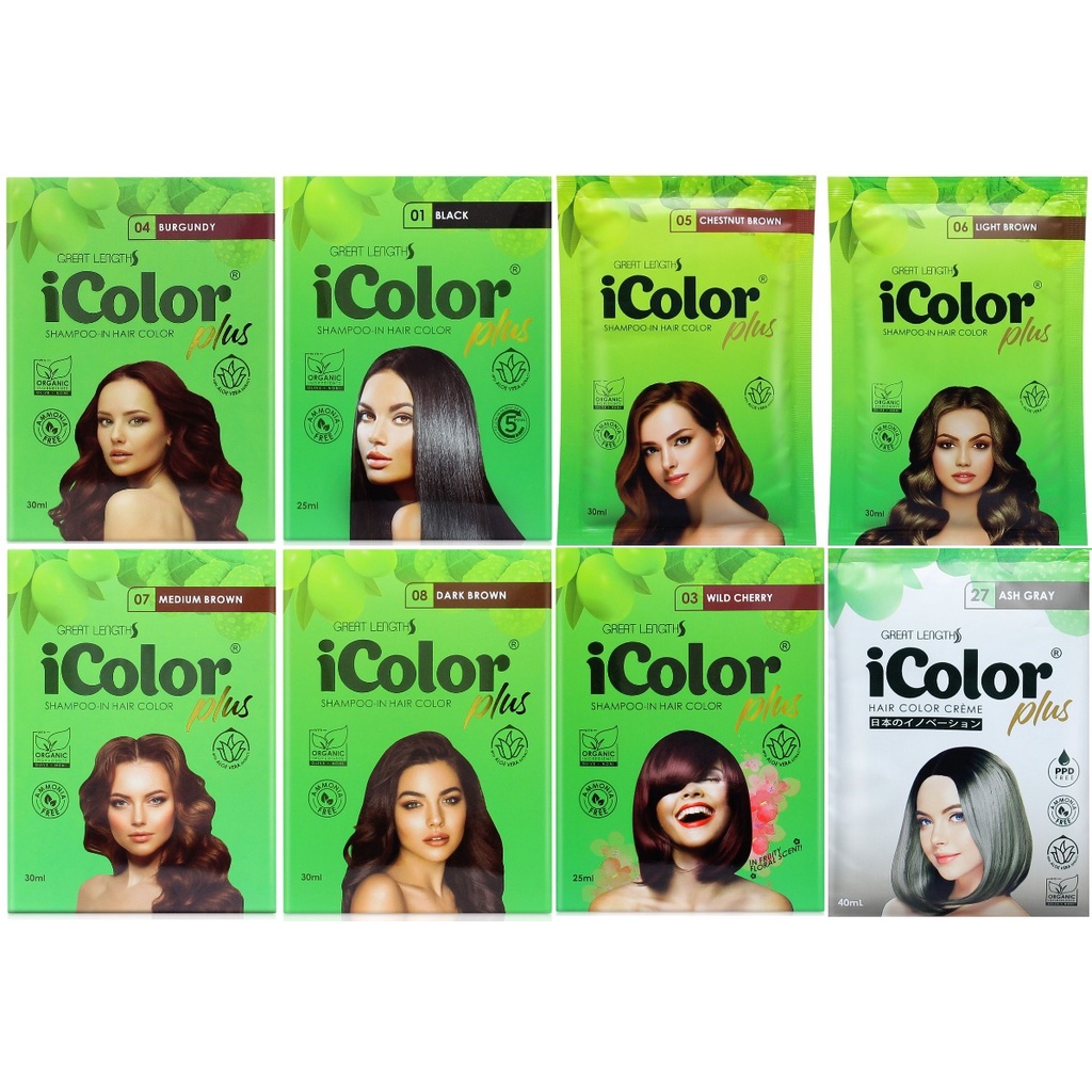 IColor Plus Hair Color Burgundy Black Chestnut Brown Light Brown Ash 