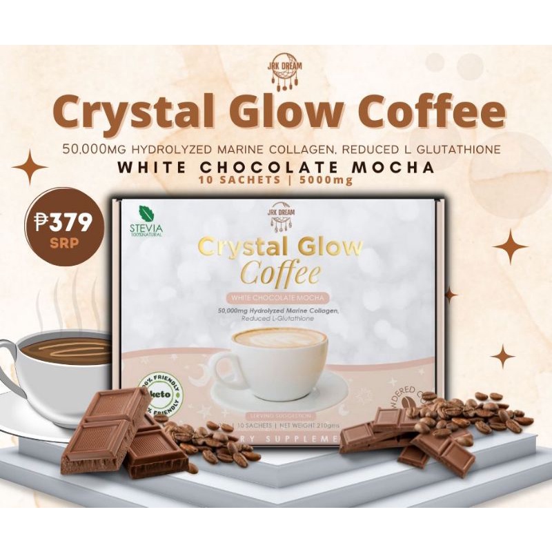 Crystal Glow White Chocolate Mocha Collagen Coffee (10 Sachets)
