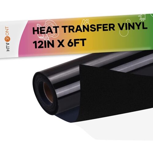 HTVRONT Black Flock HTV Heat Transfer Vinyl12" x 6FT Flock HTV Vinyl