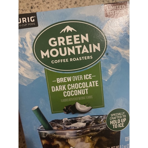 Keurig Kcups Green Mountain DARK CHOCOLATE COCONUT (Brew Over Ice