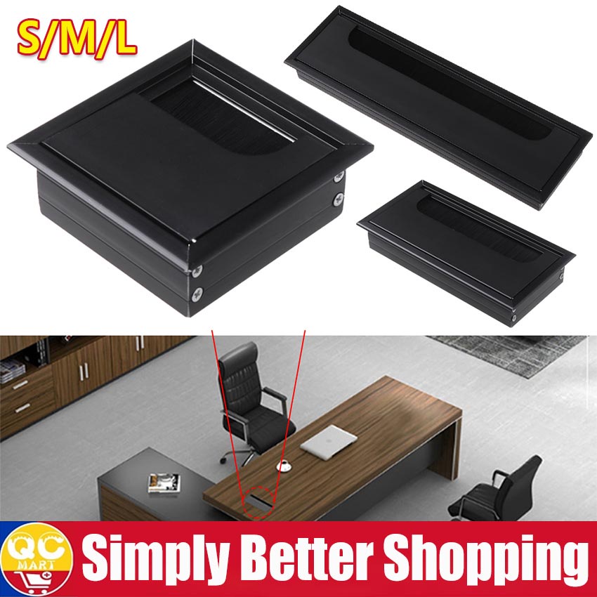 Aluminum Alloy Table Threading Box 80mm With Brush Cable Threading Box