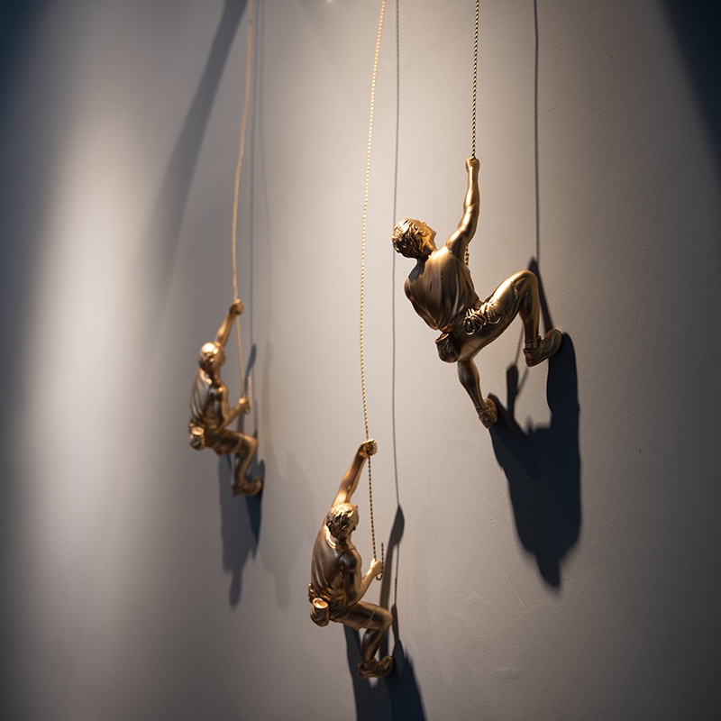 3D Wall Decor Art Hanging Resin Climbing Man Mount Pendant Industrial Style Iron Wire Decoration Scu #6