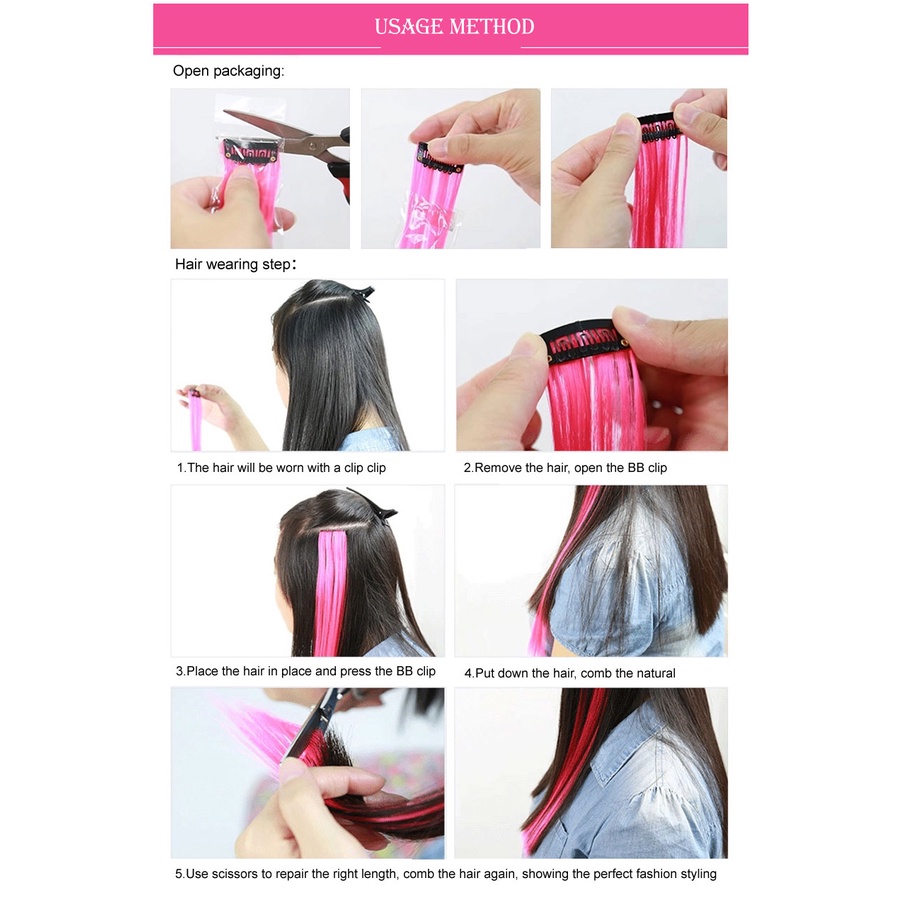 87Color Synthetic Ombre Pink Hairpiece Clip On Hair Extension Clip In Hair Clips Colored Strands For #5