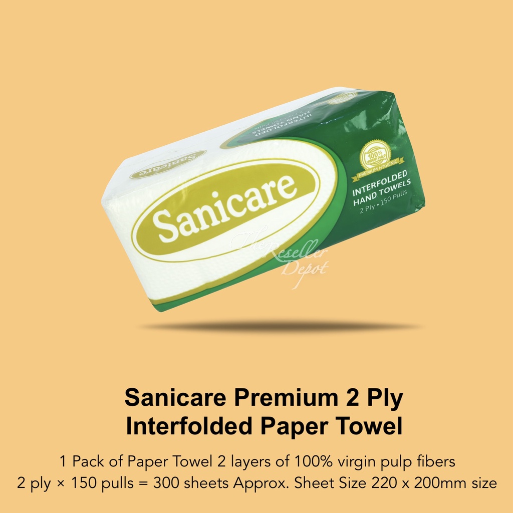 Sanicare Premium 2 Ply Interfolded Paper Towel (1 Pack) Shopee
