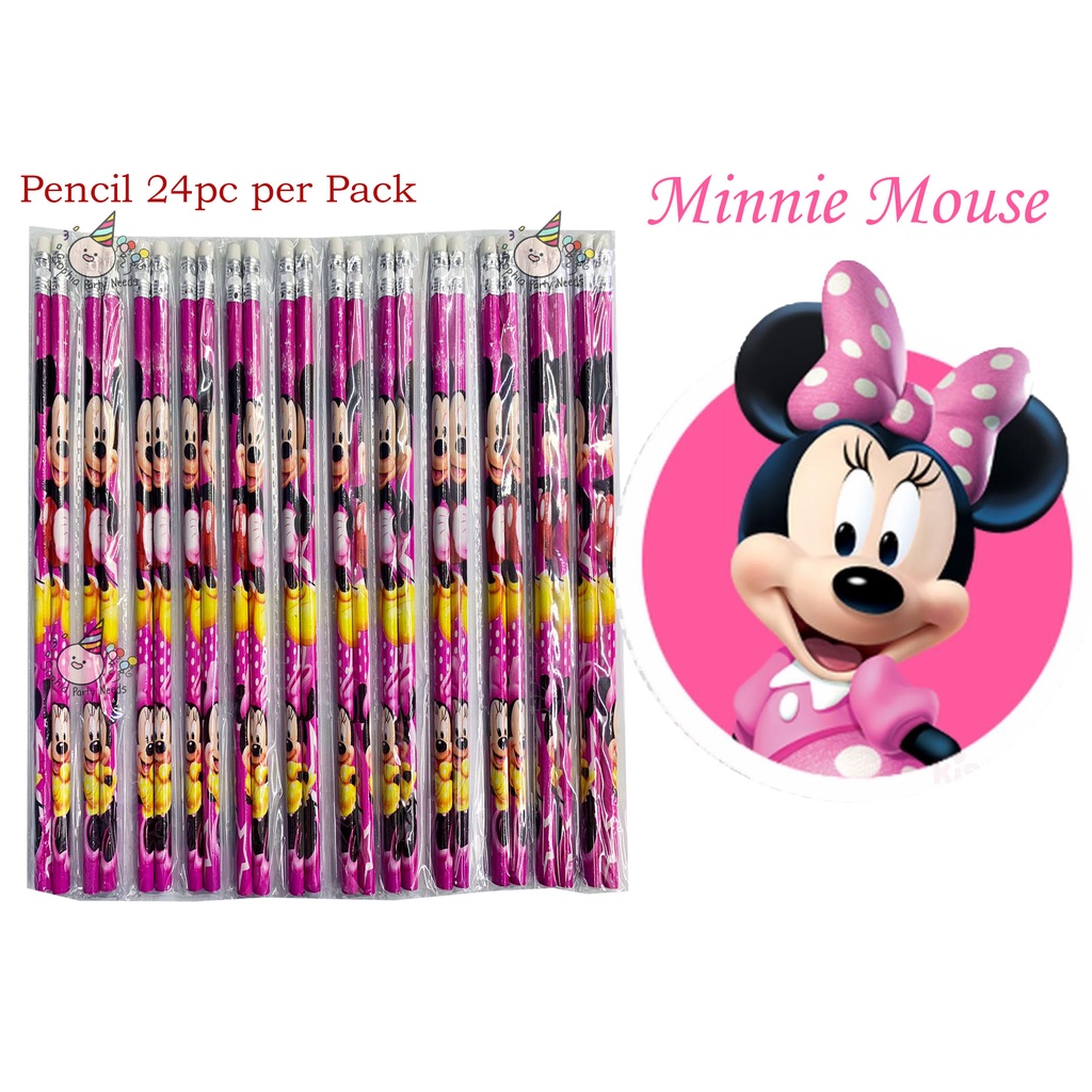 24 pcs Mickey Mouse Pencil Giveaway Items Prizes School Supplies Gift for Happy Birthday Party