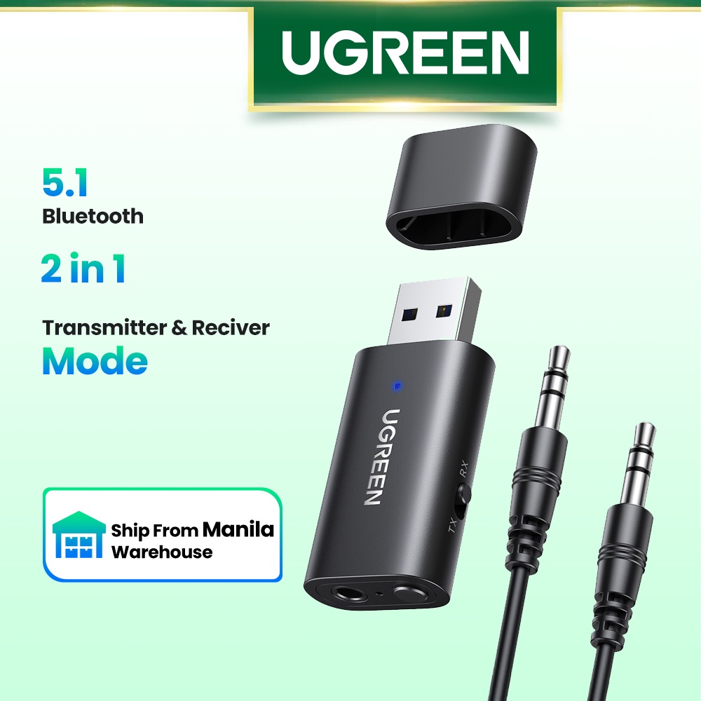 UGREEN 2 in 1 Bluetooth 5.1 Car Adapter Bluetooth Stereo Transmitter