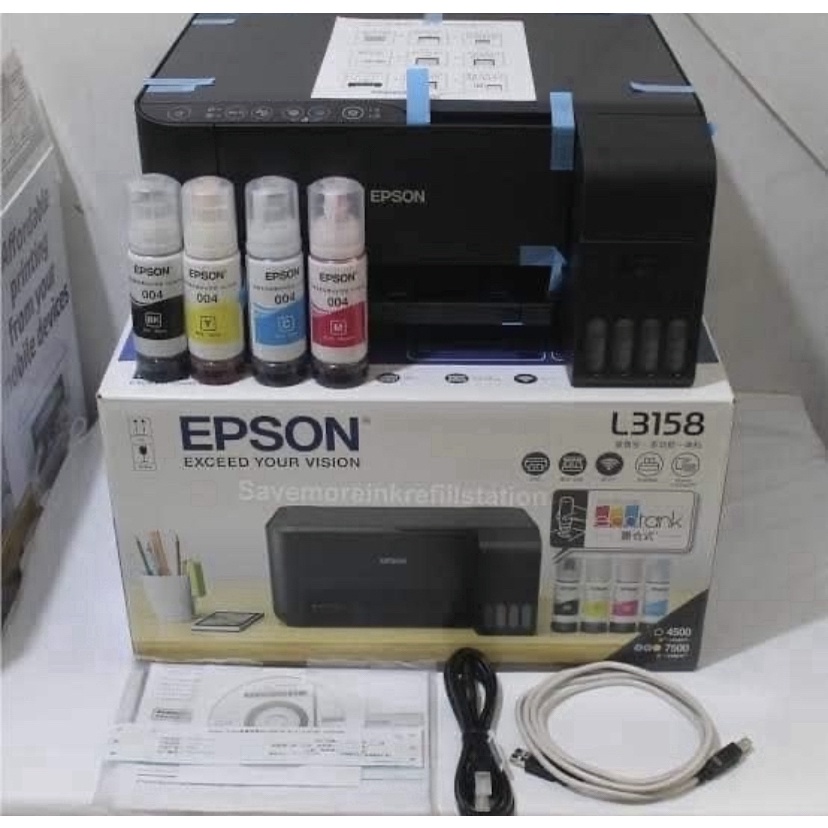 Brand New Epson L3158 Multi Function Color Inkjet Printer With Wifi Direct With Original Ink 2956