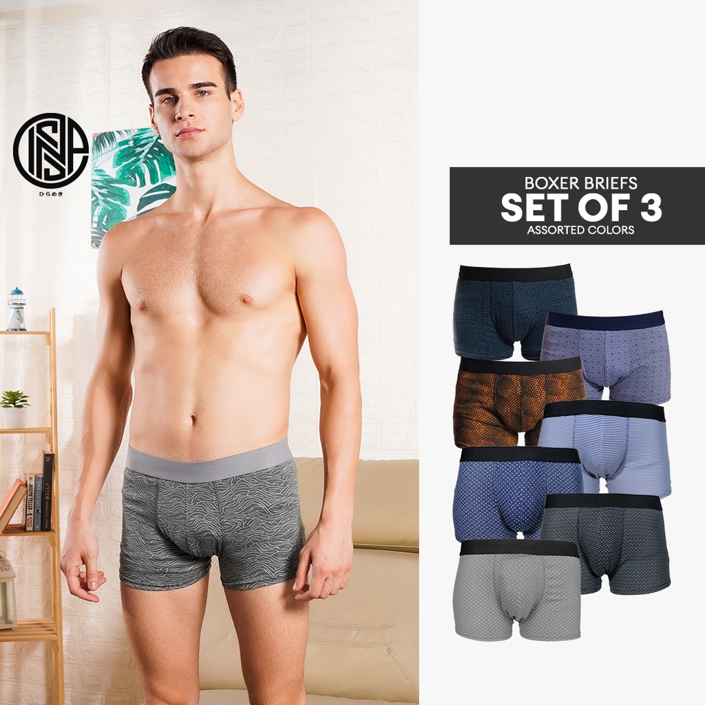 INSPI 3pcs Set Printed Boxer Brief for Men Boxers Shorts Underwear