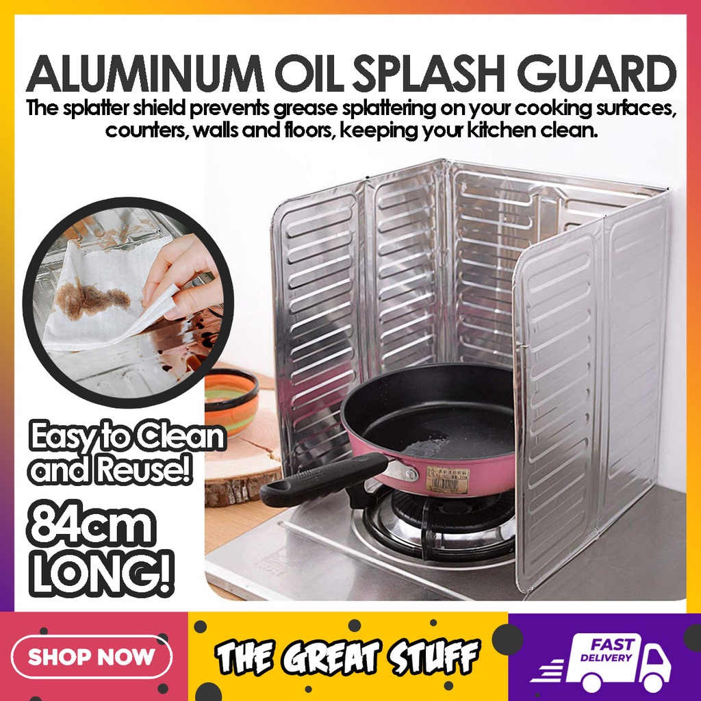 Aluminum Oil Splash Guard 84cm Oil Baffle, Foldable Splash Guard Gas