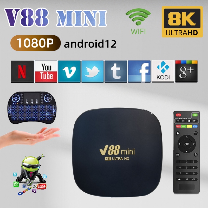 2022 new V88 mini smart TV box 8K 5G 8+128GB Android HD video player