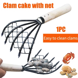 Clam Rake 5 Claw Home Shell Beach Conch Dig Seafood Accessories Tool Useful With Net Wood Handle Pi #4