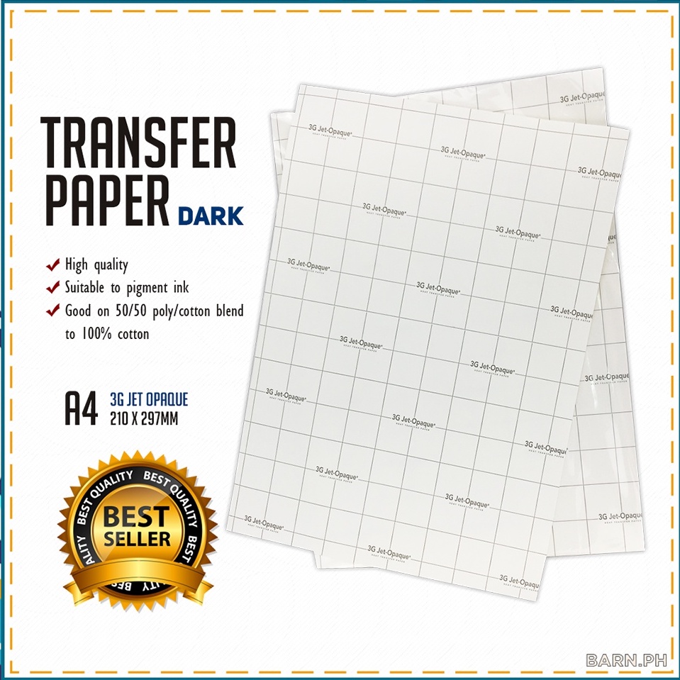 US Dark Transfer Paper US Light A4 Size , 3G JetOpaque Heat