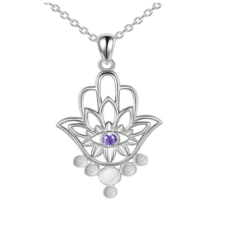 Collana a mano di Hamsa Mano di Fatima Spirituale Occhio di Buddha Ciondolo Strega Gioielli Collane Gioielli_voghion.com