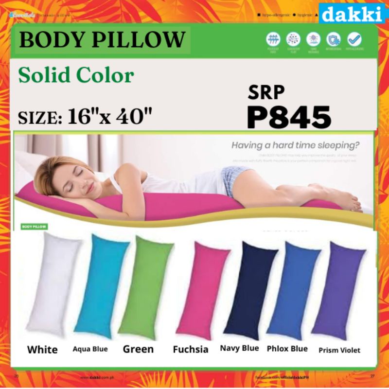 DAKKI BODY Pillow Solid Color 16"x40" (Srp 845) Shopee Philippines