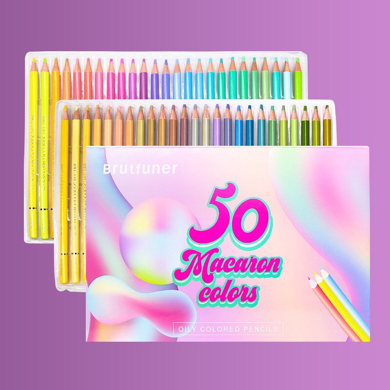 Brutfuner Macaron Oil Color Pencil Set (50 colors) | Shopee Philippines