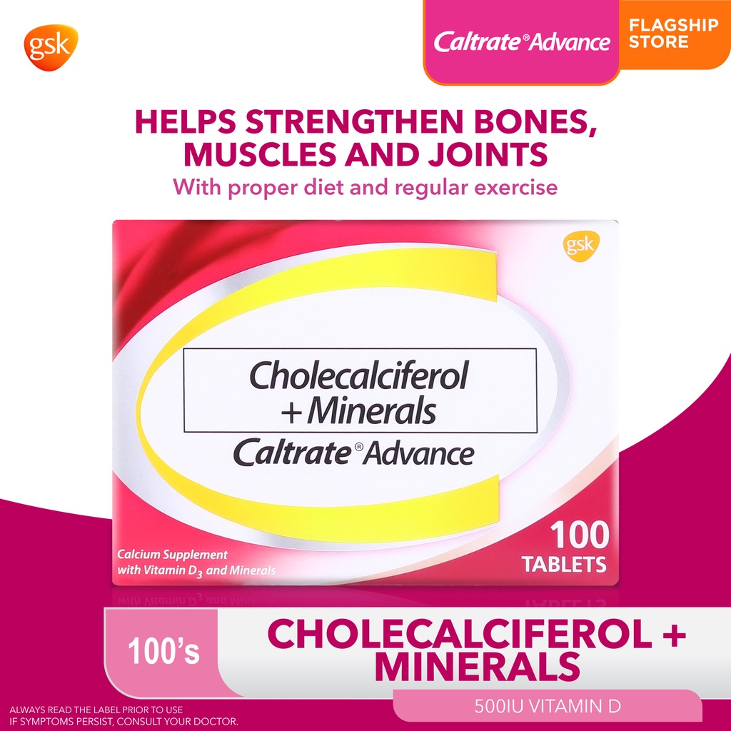 Caltrate Advance Cholecalciferol + Minerals 100 tablets calcium supplement bones, muscles