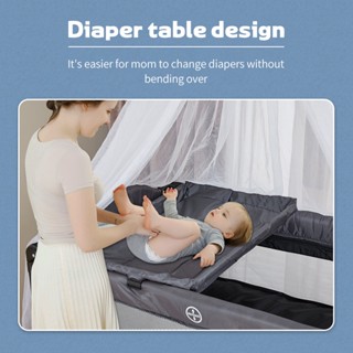 Baby Crib With Mosquito Net And Playpen Crib Stitching Big Bed Security Assurance Foldable #6