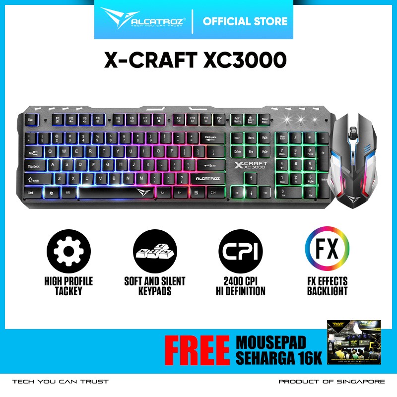 Alcatroz XCraft XC3000 Spill Proof Gaming Keyboard with 9 Backlights