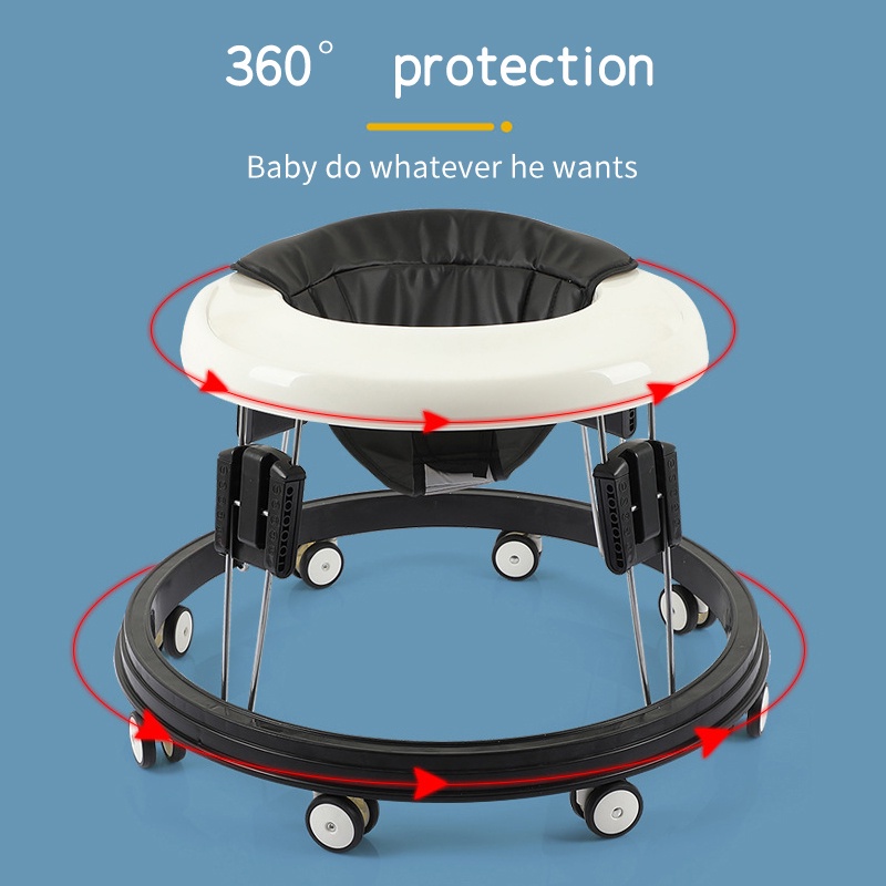 Baby Walker Adjustable Anti-roll Baby Learning Walking Anti-o-leg Walker for Baby Boy and Girl