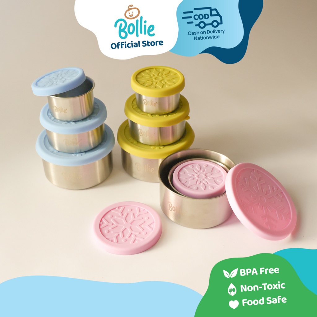 Bollie Baby Meetoh 3pcs Stainless Steel Stackable Snack Containers for Kids