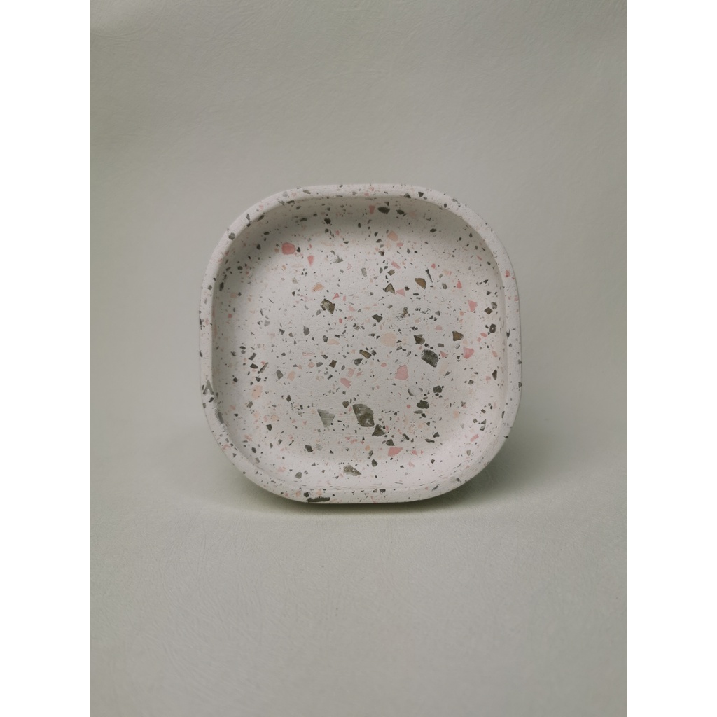 [CREACION STUDIOS] Rounded square trinket tray aesthetic marbled or terrazzo for home decor gift