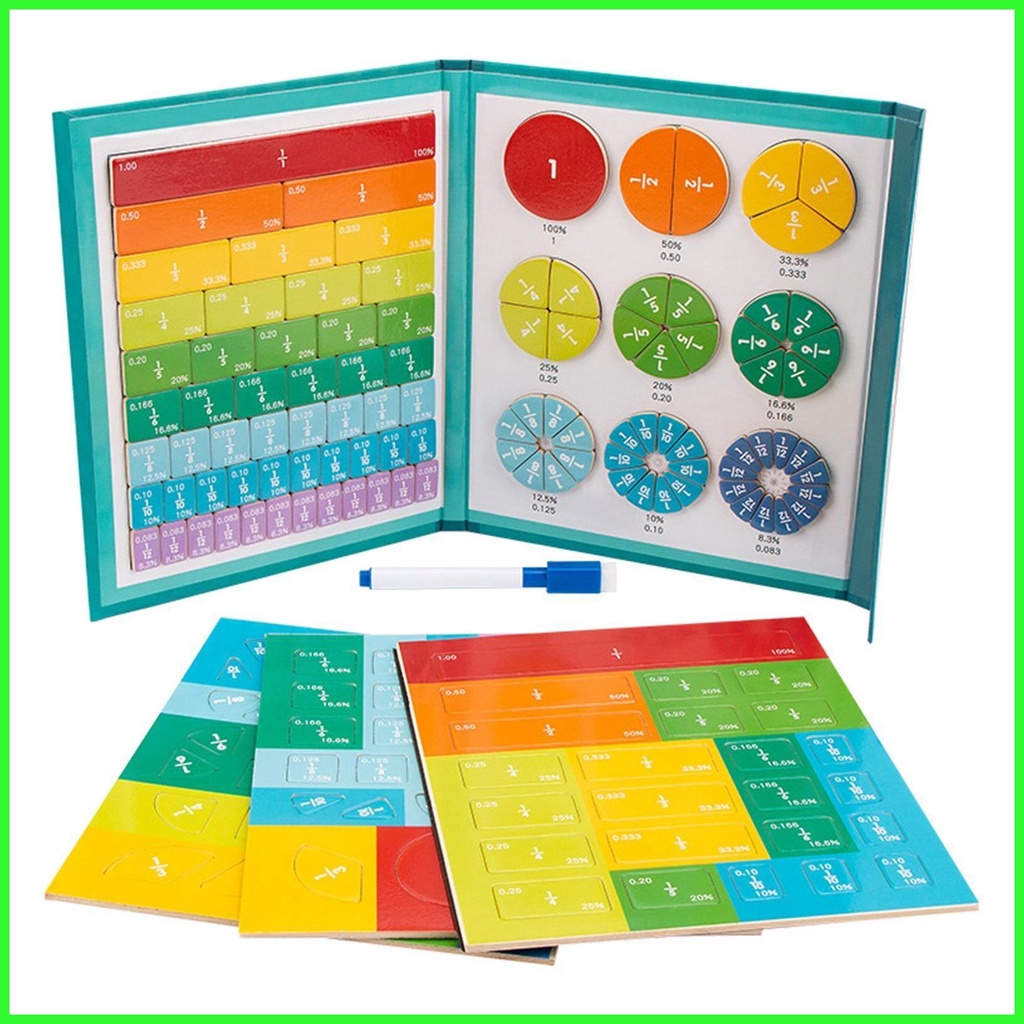 math-manipulative-magnetic-fraction-book-set-fraction-percent-strips