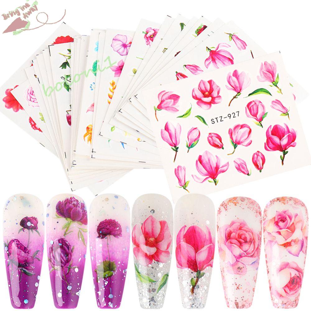 COD] 24pcs/set Nail Art Decoration Slider Decals Nail Stickers Water  Transfer Paper Summer Blossom Rose Floral Foil Flower Design Manicure |  Shopee Philippines