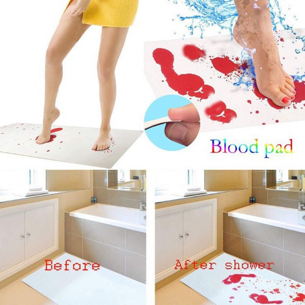 40x70cm Halloween Blood Bath Mat Color Changing Sheet Turn Red Wet Make