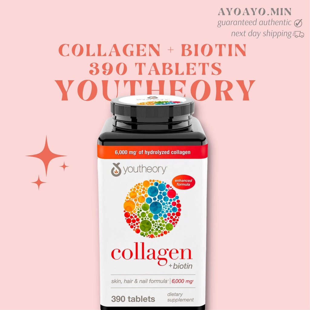 Youtheory Collagen Plus Biotin (6,000mg, 390 Tablets) Shopee Philippines