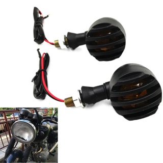 Motorcycle black Grill Bullet Turn Signal Indicator Light Lamp For Harley Davidson Cafe Racer lamp L #9