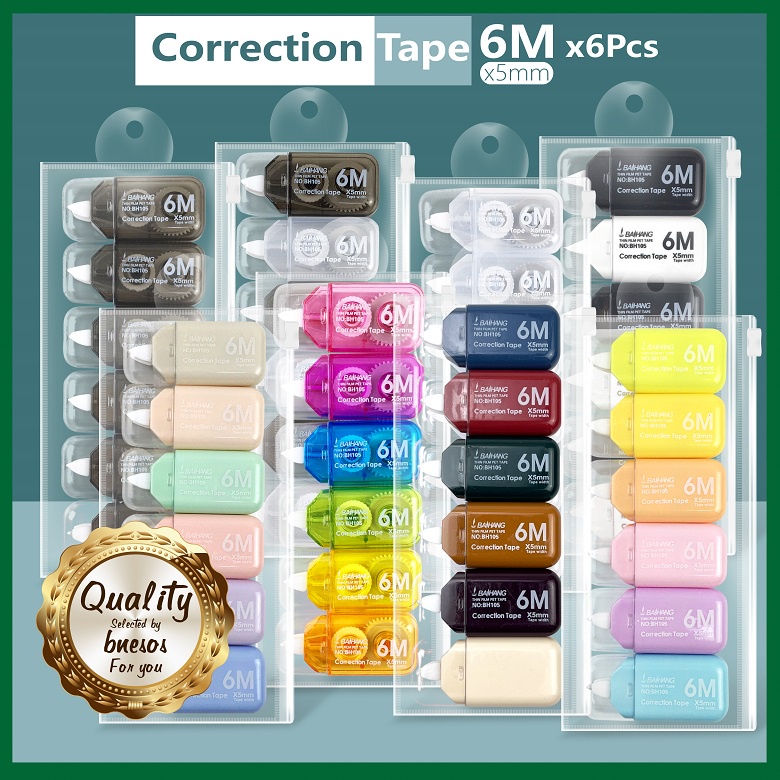 bnesos Stationary School Supplies Correction Tape 6mX6Pcs Correction Tapes Shopee Philippines