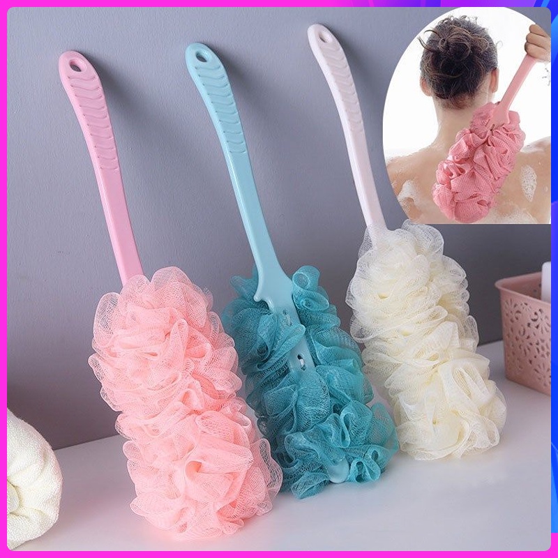 Long handle bath products/long plastic handle nylon net shower back