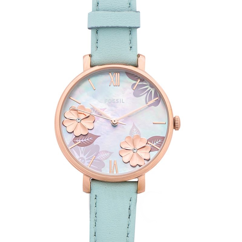 Authentic Fossil Women Jacqueline Pearl Dial Green Leather Watch ES4813 Jam Tangan Wanita Perempuan