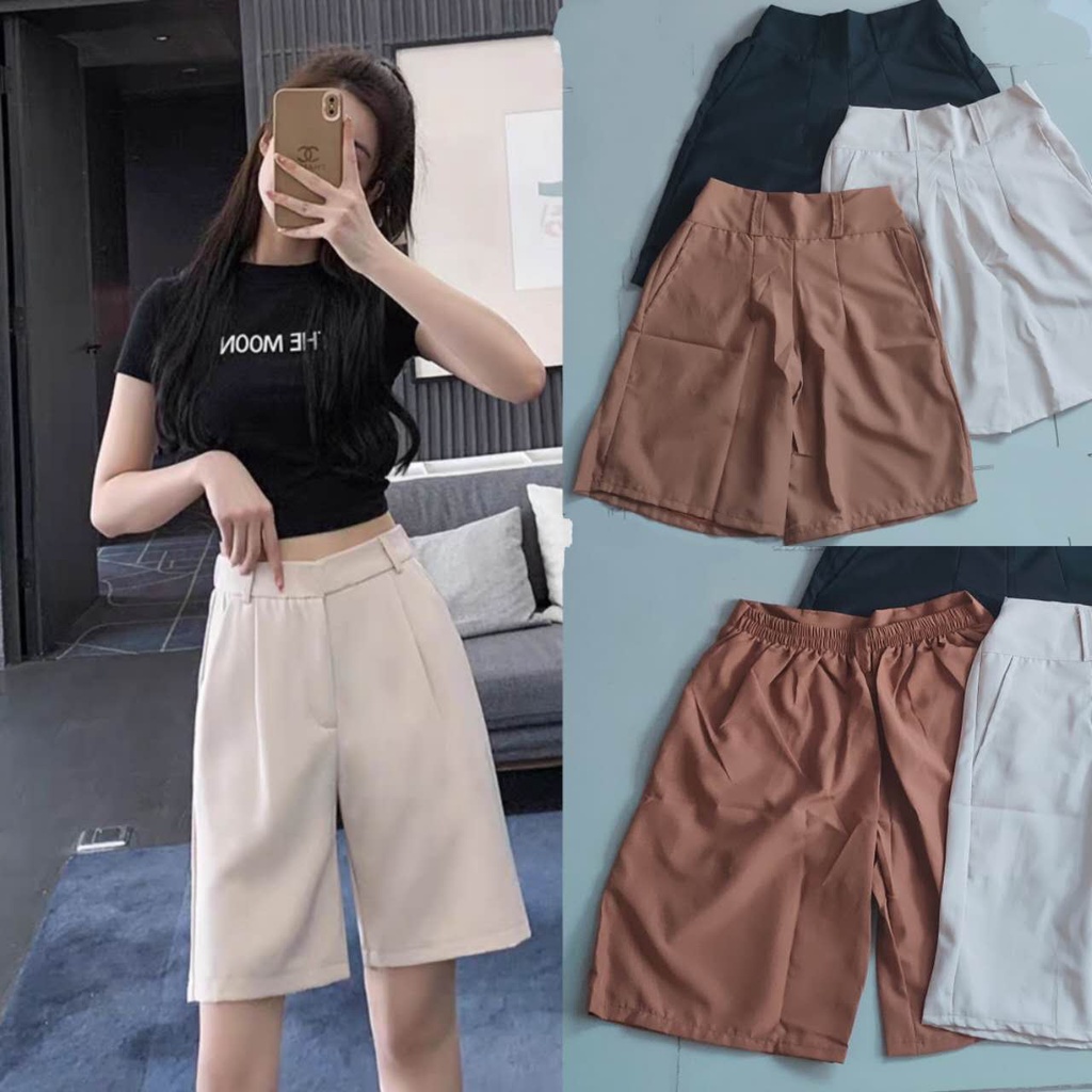 High Waist Trouser shorts Wide-Leg Tokong shorts free size for women's ...