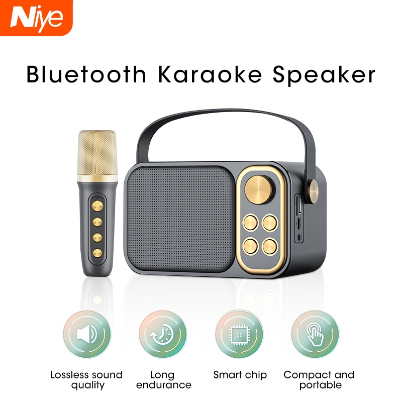 Niye Wireless Bluetooth Singing Speaker with Microphone Karaoke Set