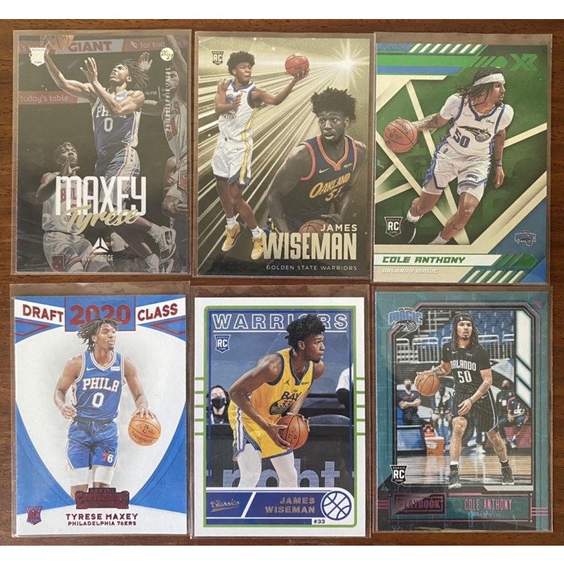 Nba Rookie Cards Of Cole Anthony, Tyrese Maxey, James Wiseman, Jae'sean 